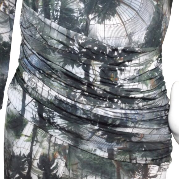 ESCADA Dress,  36/US 6, Elmonde/Forest print, Gathered Waist, Trees/Atrium, Zip - Picture 3 of 15